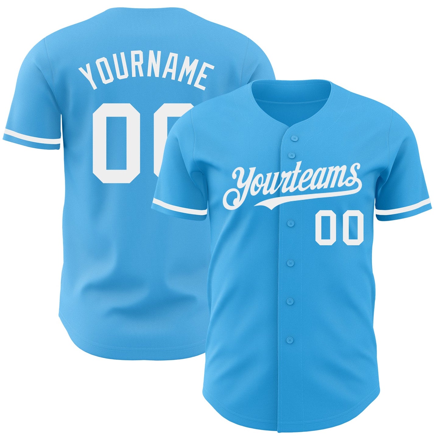 Custom Sky Blue White Authentic Baseball Jersey - Main View