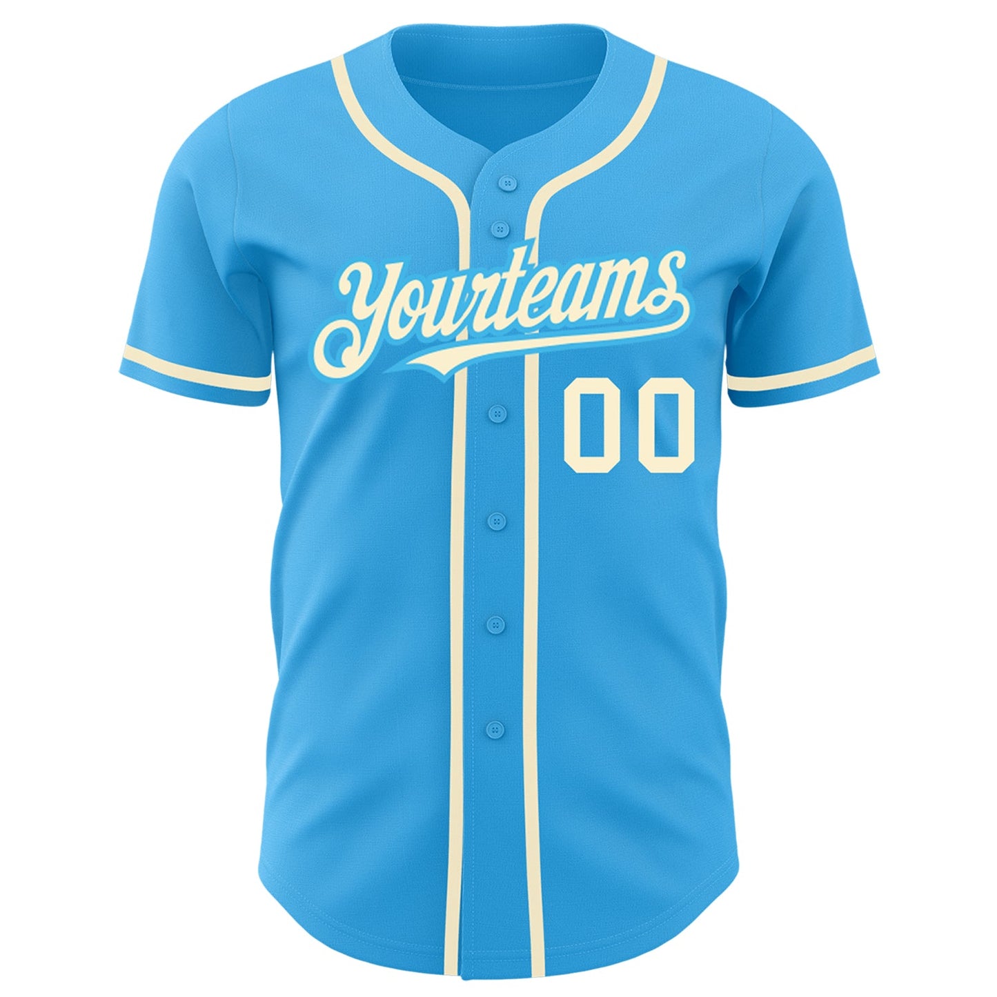 Custom Sky Blue Cream Authentic Baseball Jersey view 2