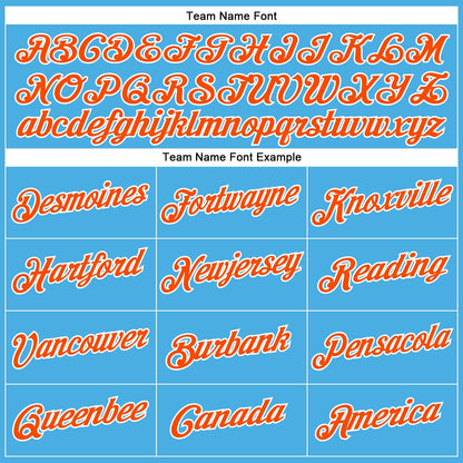 Custom Sky Blue Orange-White Performance T-Shirt view 3