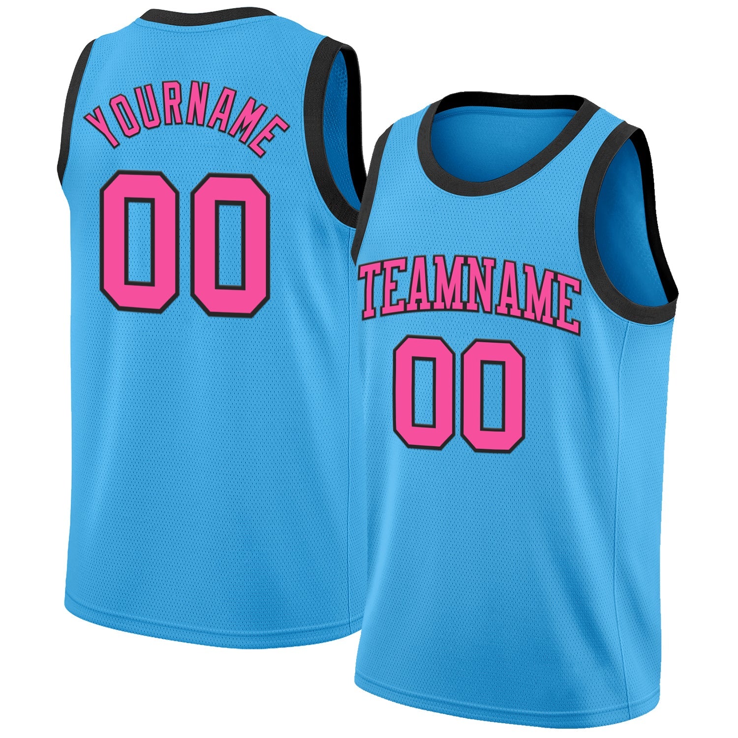 Custom Sky Blue Pink-Black Authentic Basketball Jersey - Main View