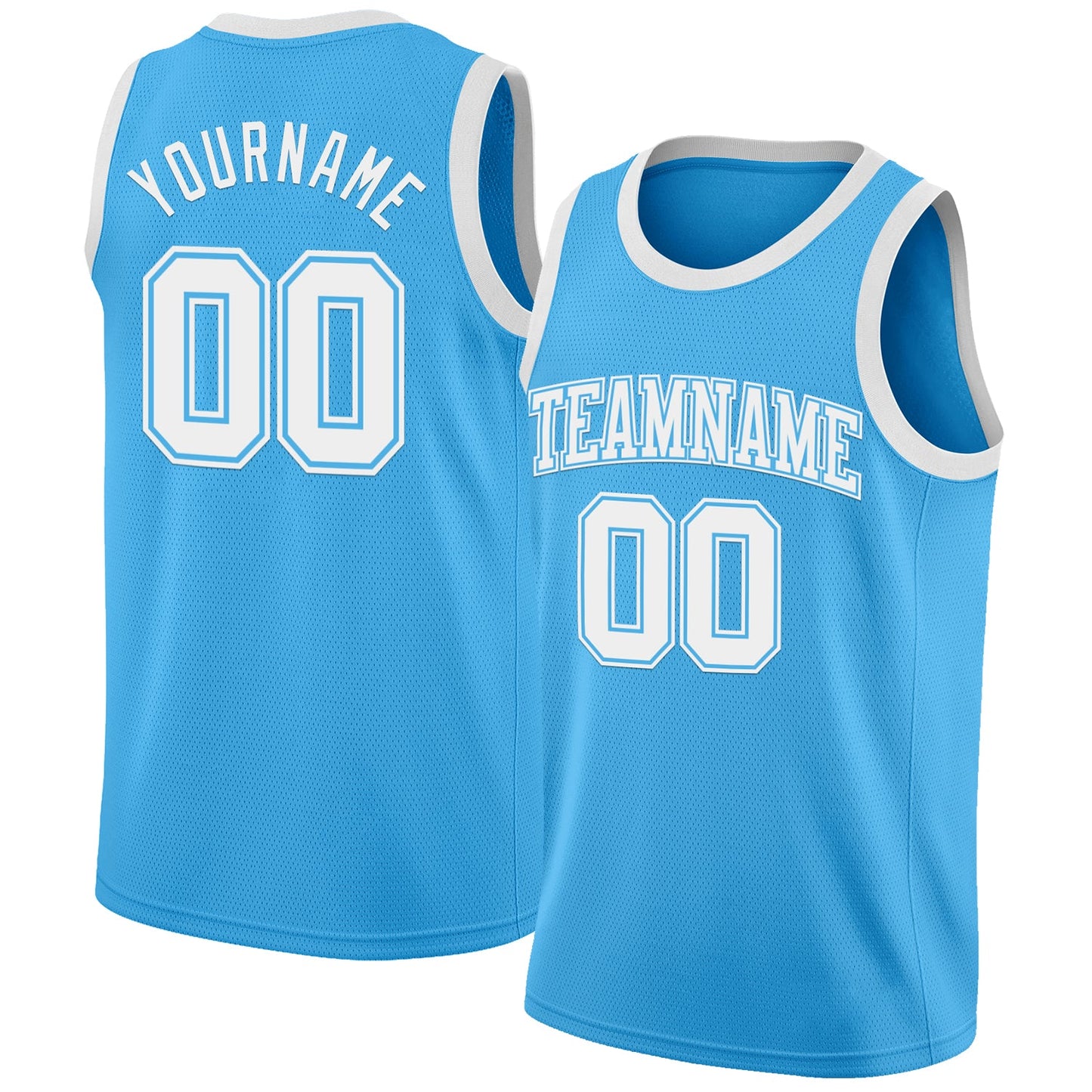 Custom Sky Blue White Authentic Basketball Jersey - Main View