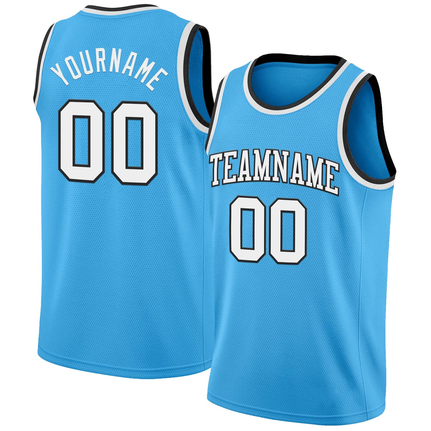 Custom Sky Blue White-Black Authentic Basketball Jersey - Main View