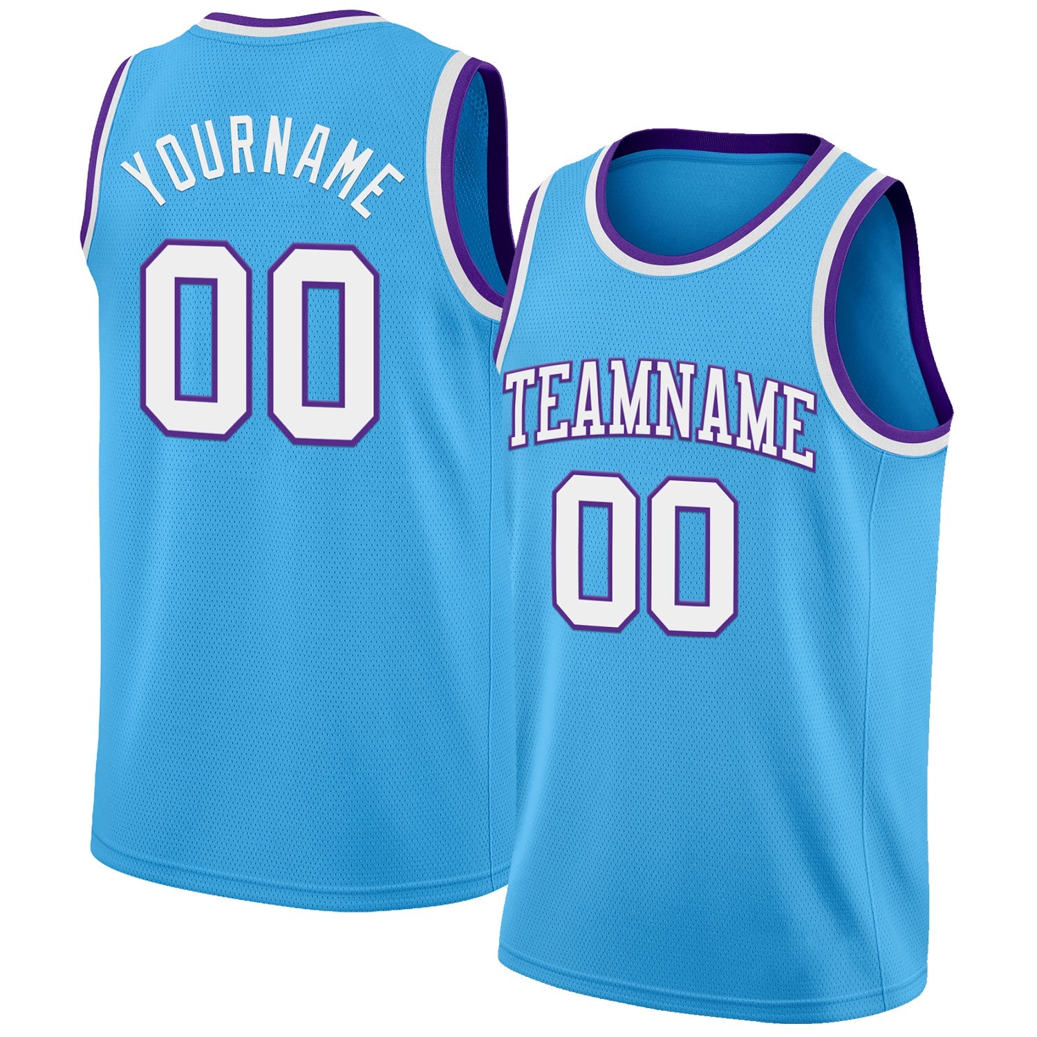 Custom Sky Blue White-Purple Authentic Basketball Jersey - Main View