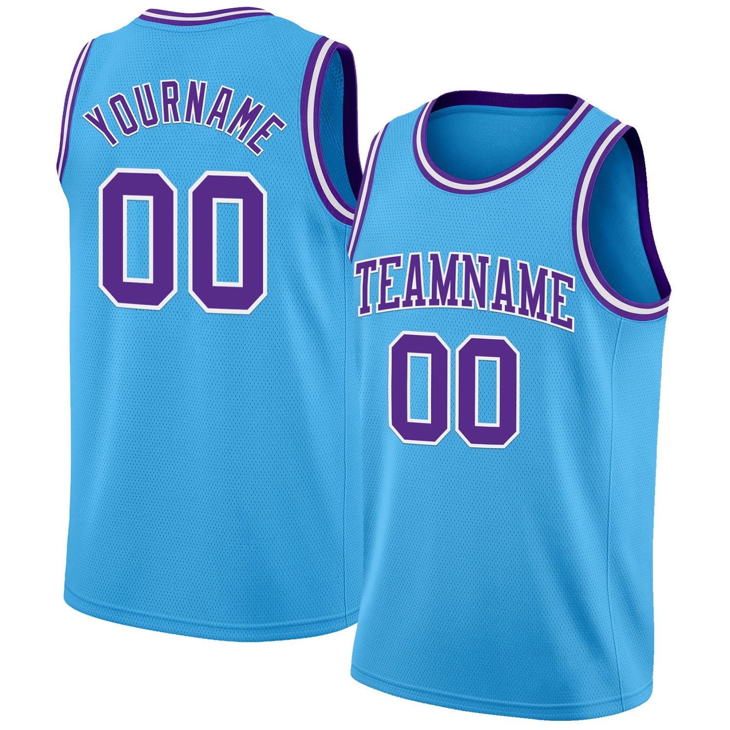 Custom Sky Blue Purple-White Authentic Basketball Jersey - Main View