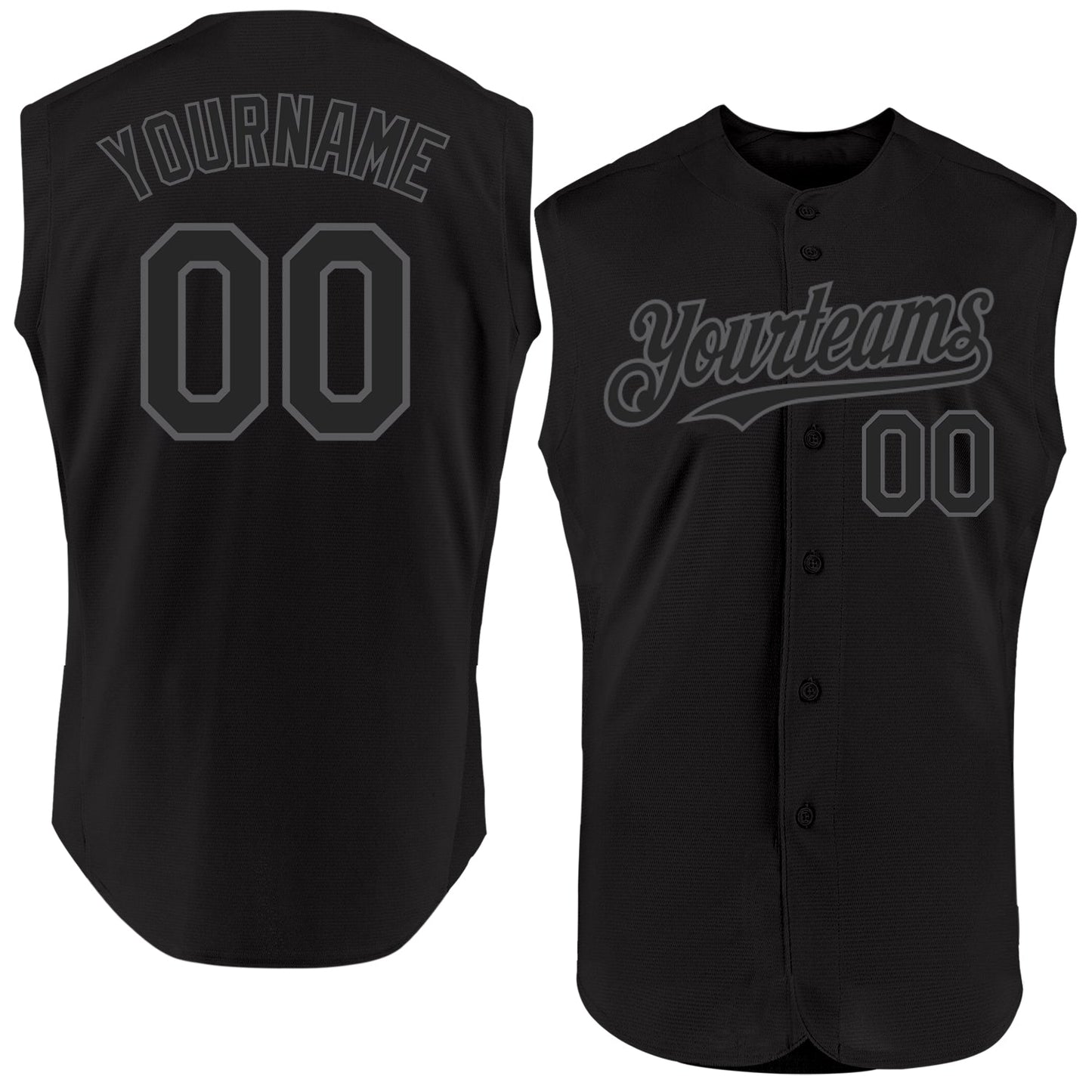 Custom Black Steel Gray Authentic Sleeveless Baseball Jersey - Main View