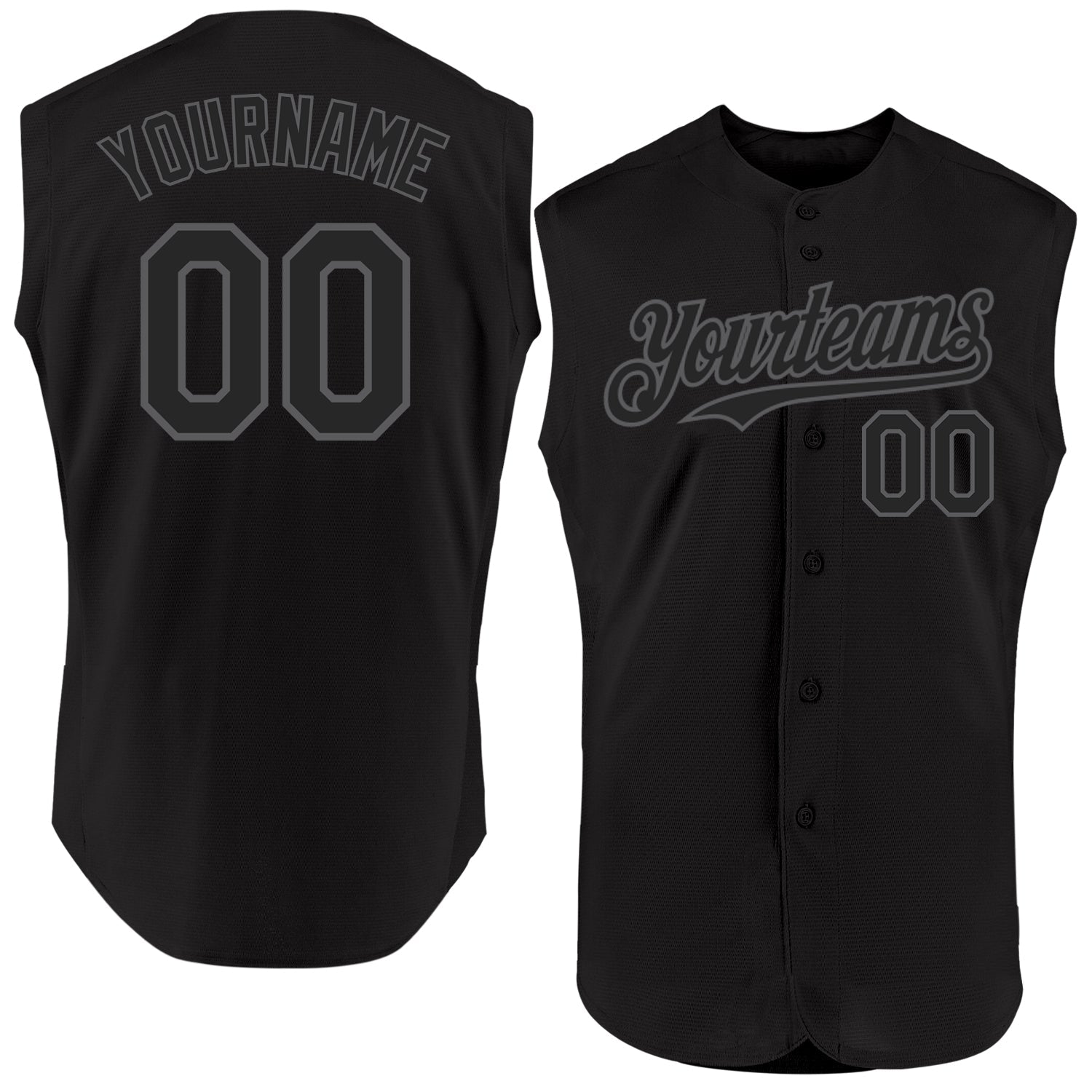 Custom Black Steel Gray Authentic Sleeveless Baseball Jersey - Main View