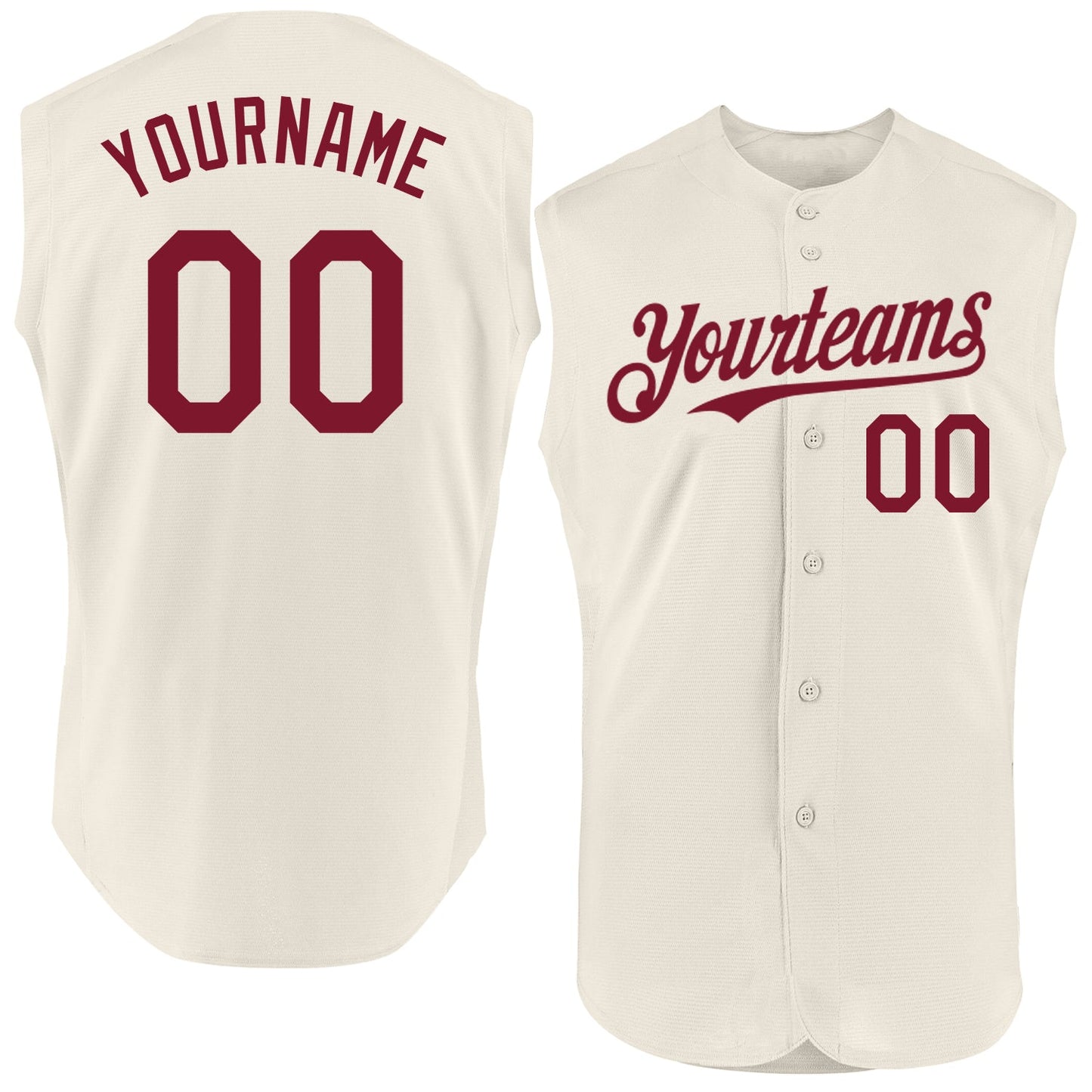Custom Cream Crimson Authentic Sleeveless Baseball Jersey - Main View