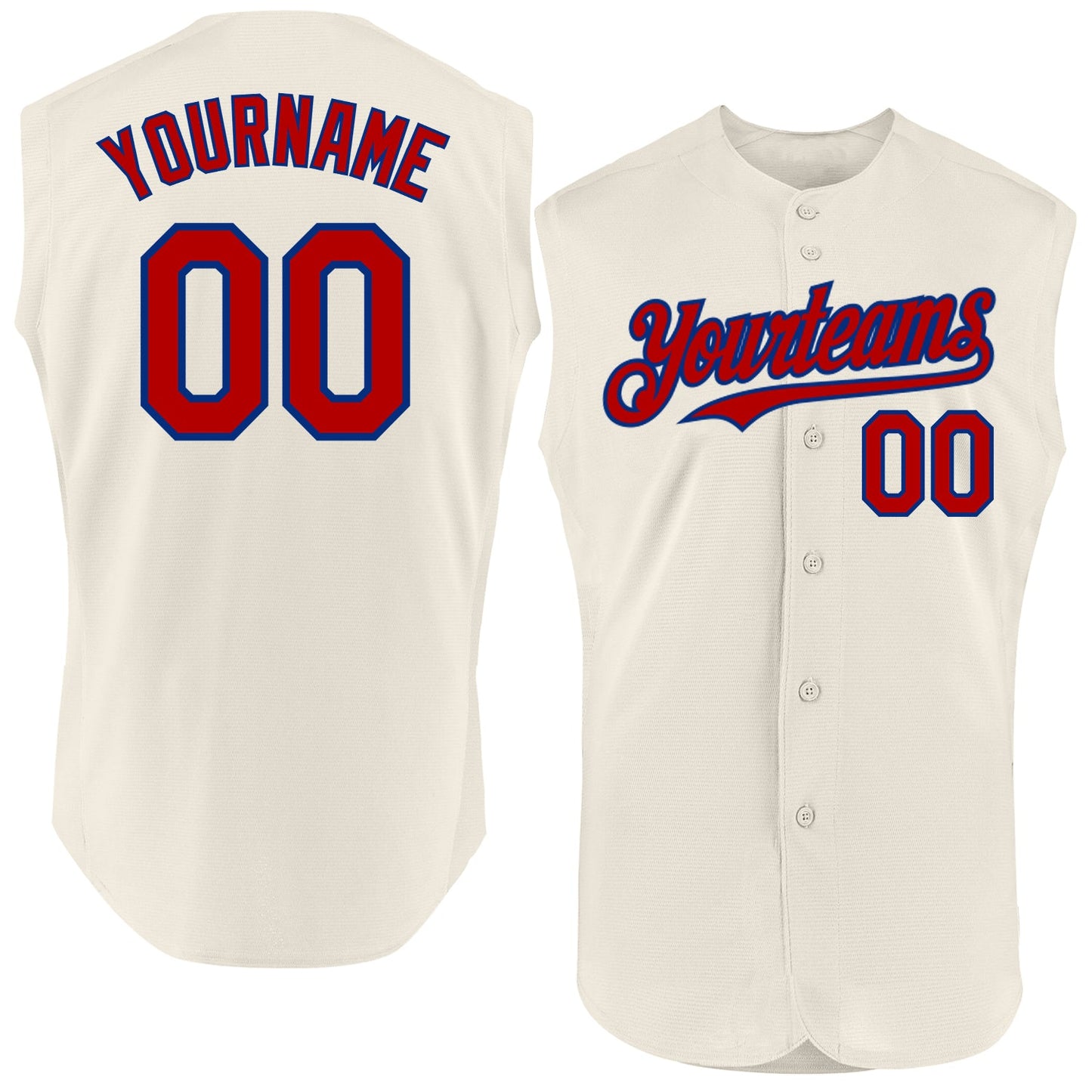 Custom Cream Red-Royal Authentic Sleeveless Baseball Jersey - Main View