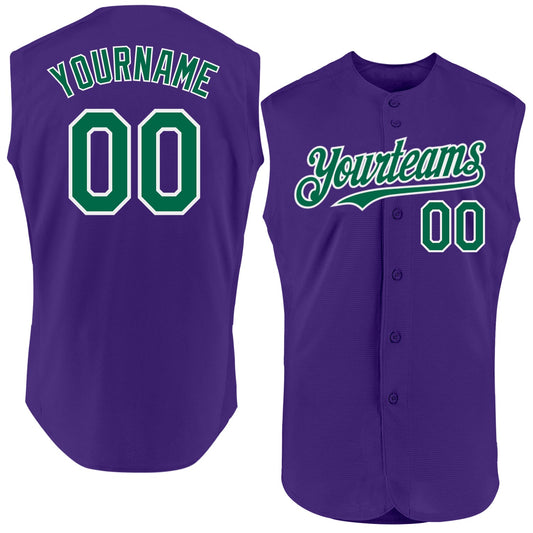 Custom Purple Kelly Green-White Authentic Sleeveless Baseball Jersey - Main View