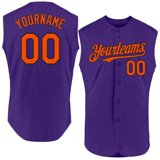 Custom Purple Orange-Black Authentic Sleeveless Baseball Jersey - Main View