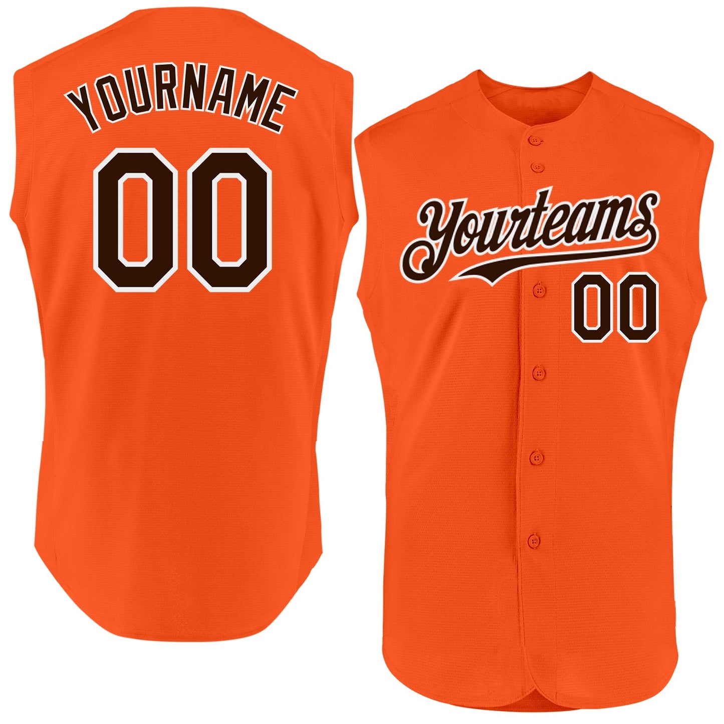 Custom Orange Brown-White Authentic Sleeveless Baseball Jersey - Main View