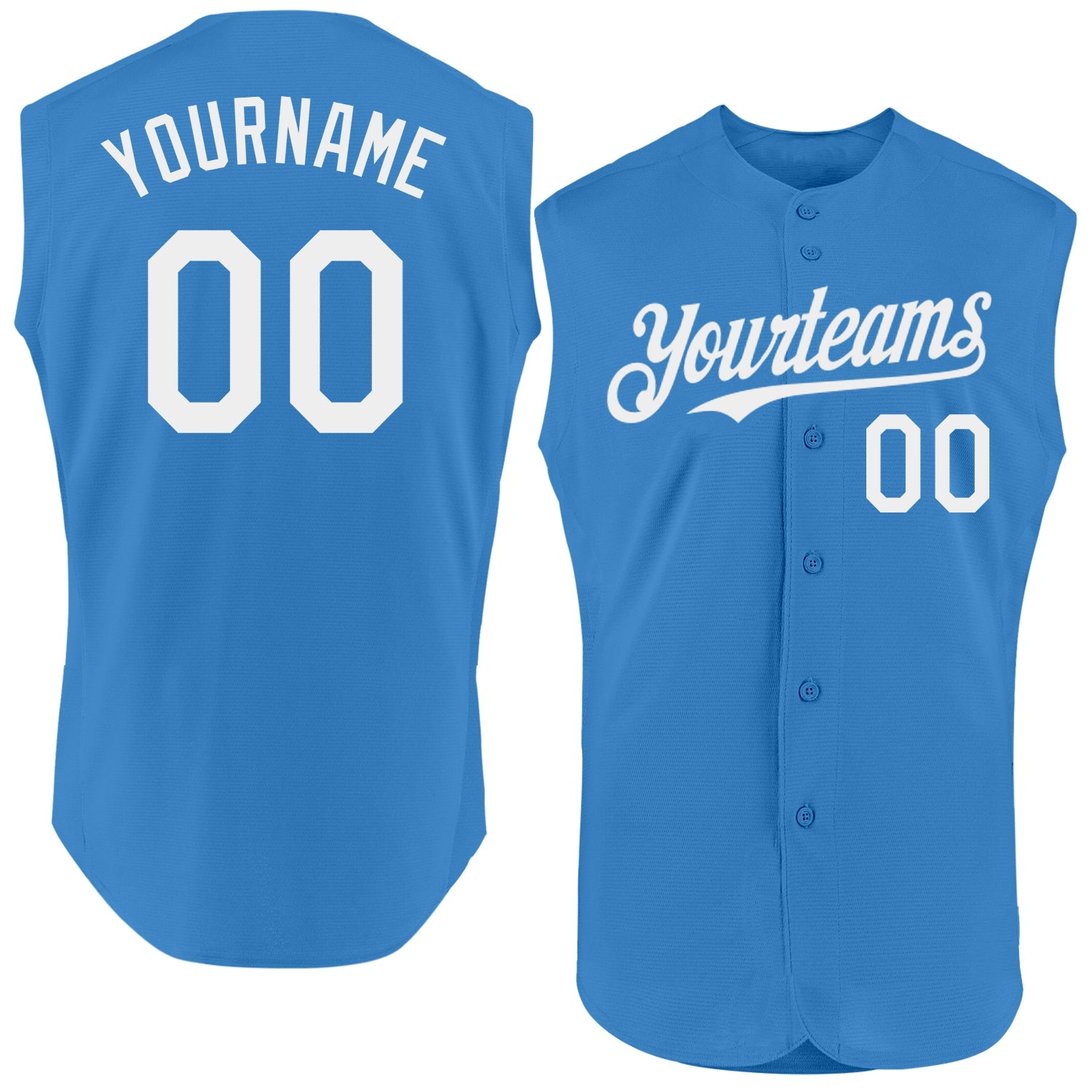 Custom Powder Blue White Authentic Sleeveless Baseball Jersey - Main View