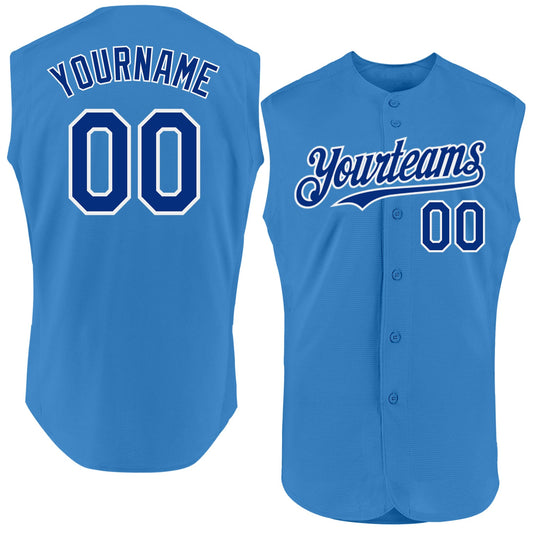 Custom Powder Blue Royal-White Authentic Sleeveless Baseball Jersey - Main View