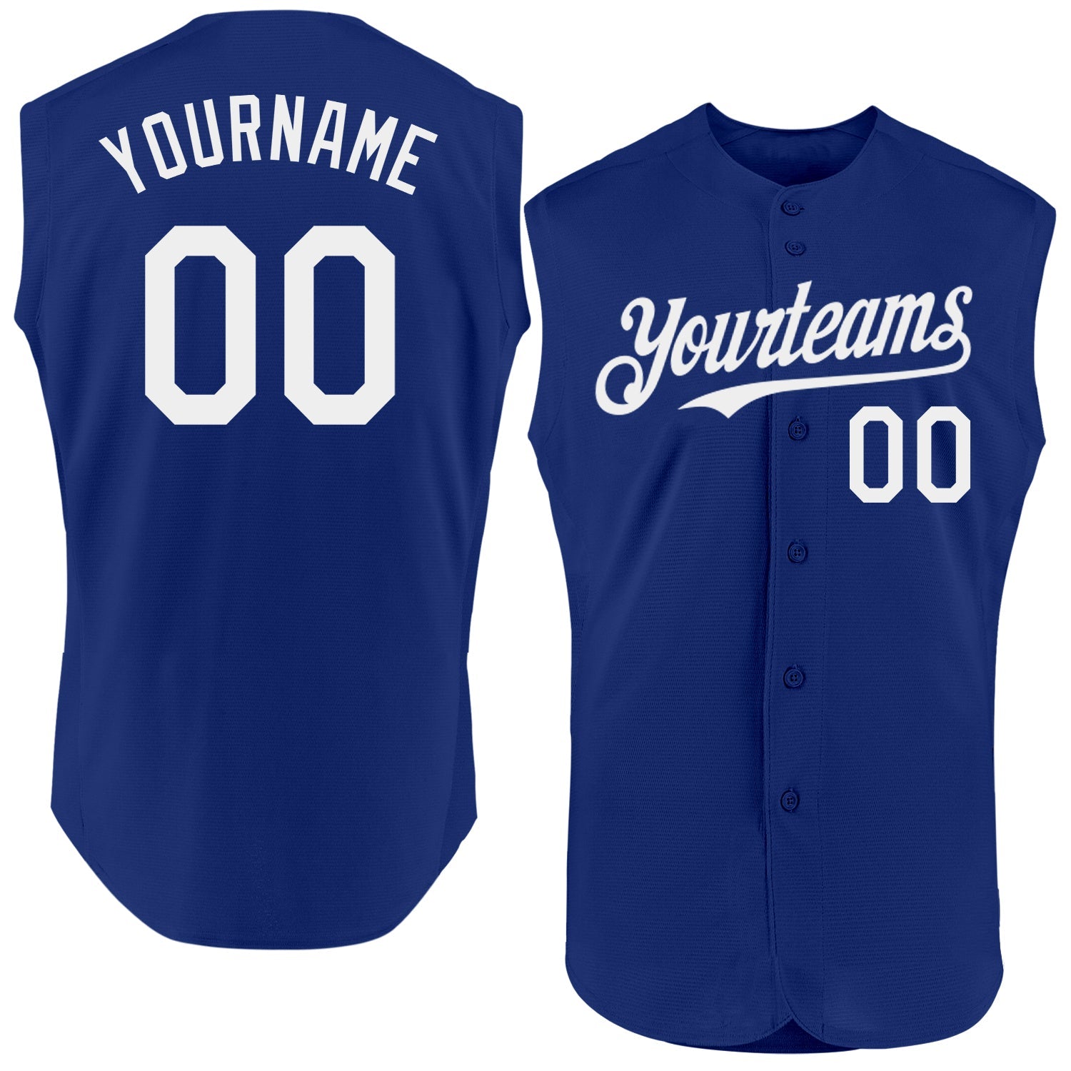 Custom Royal White Authentic Sleeveless Baseball Jersey - Main View