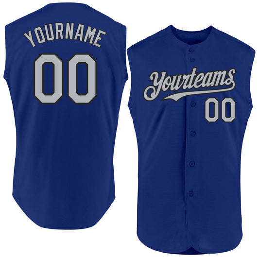 Custom Royal Gray-Black Authentic Sleeveless Baseball Jersey - Main View