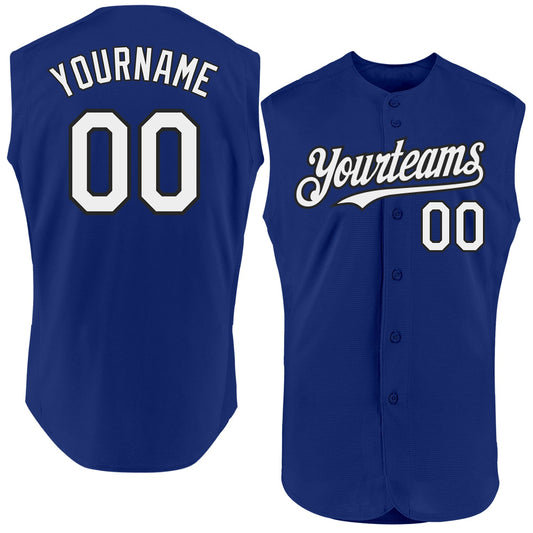 Custom Royal White-Black Authentic Sleeveless Baseball Jersey - Main View