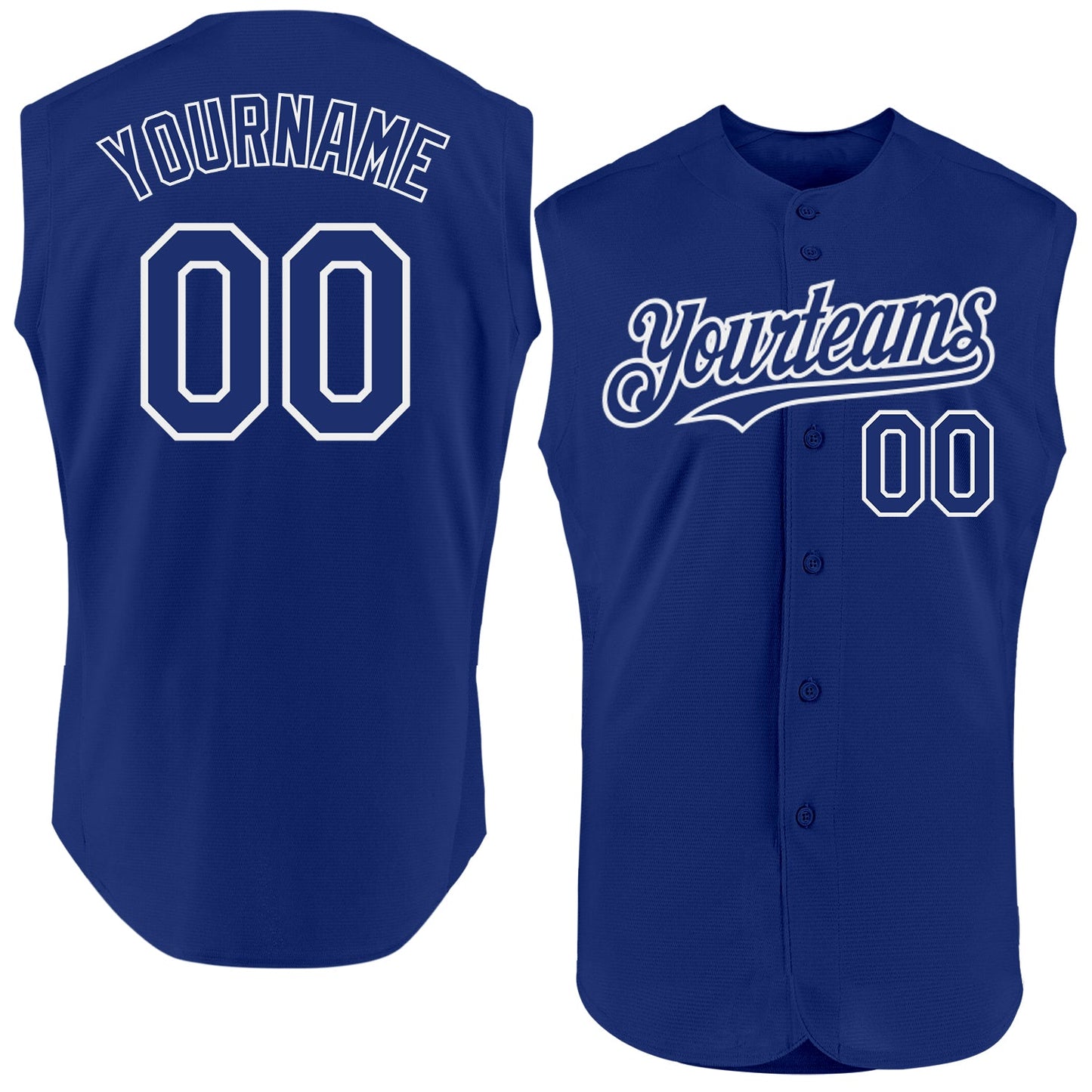 Custom Royal White Authentic Sleeveless Baseball Jersey - Main View