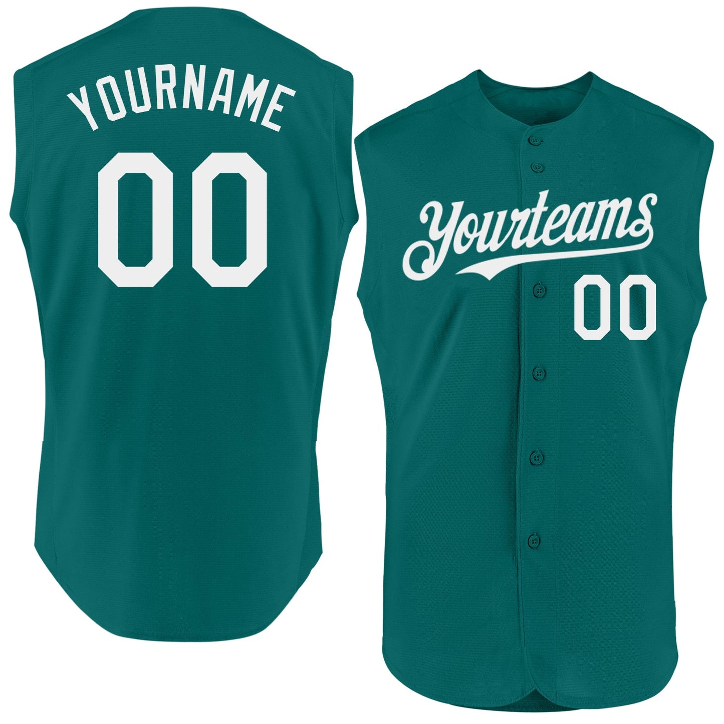 Custom Teal White Authentic Sleeveless Baseball Jersey - Main View