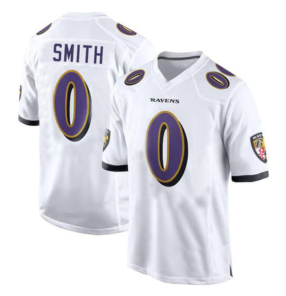 B.Ravens #0 Roquan Smith WHITE Alternate Game Player Jersey Stitched American Football Jerseys - Main View