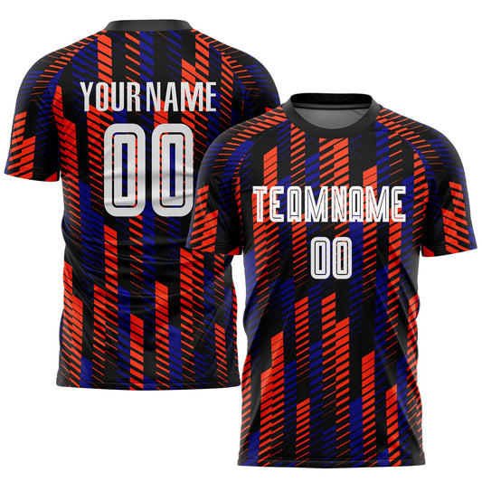 Custom Black White-Orange Sublimation Soccer Uniform Jersey - Main View