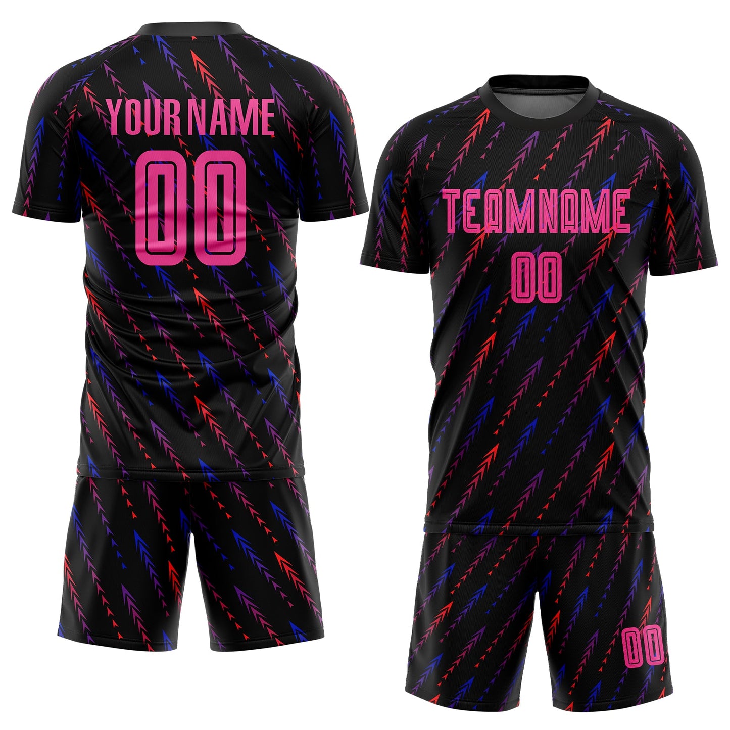 Custom Black Pink-Orange Sublimation Soccer Uniform Jersey view 2