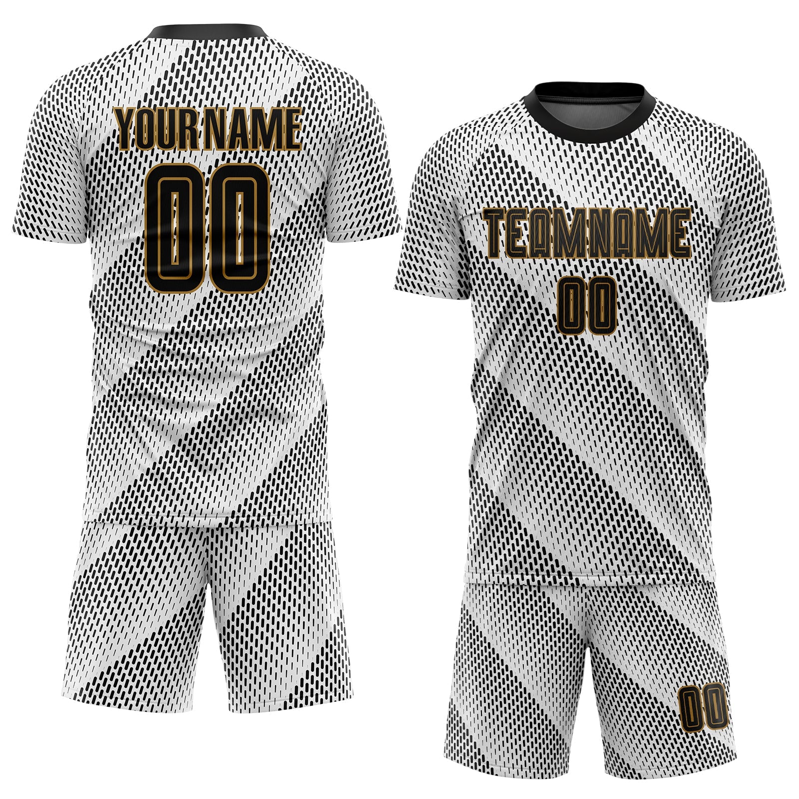 Custom White Black-Old Gold Sublimation Soccer Uniform Jersey view 2