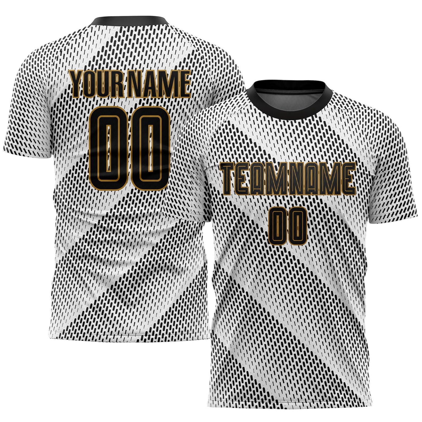 Custom White Black-Old Gold Sublimation Soccer Uniform Jersey - Main View