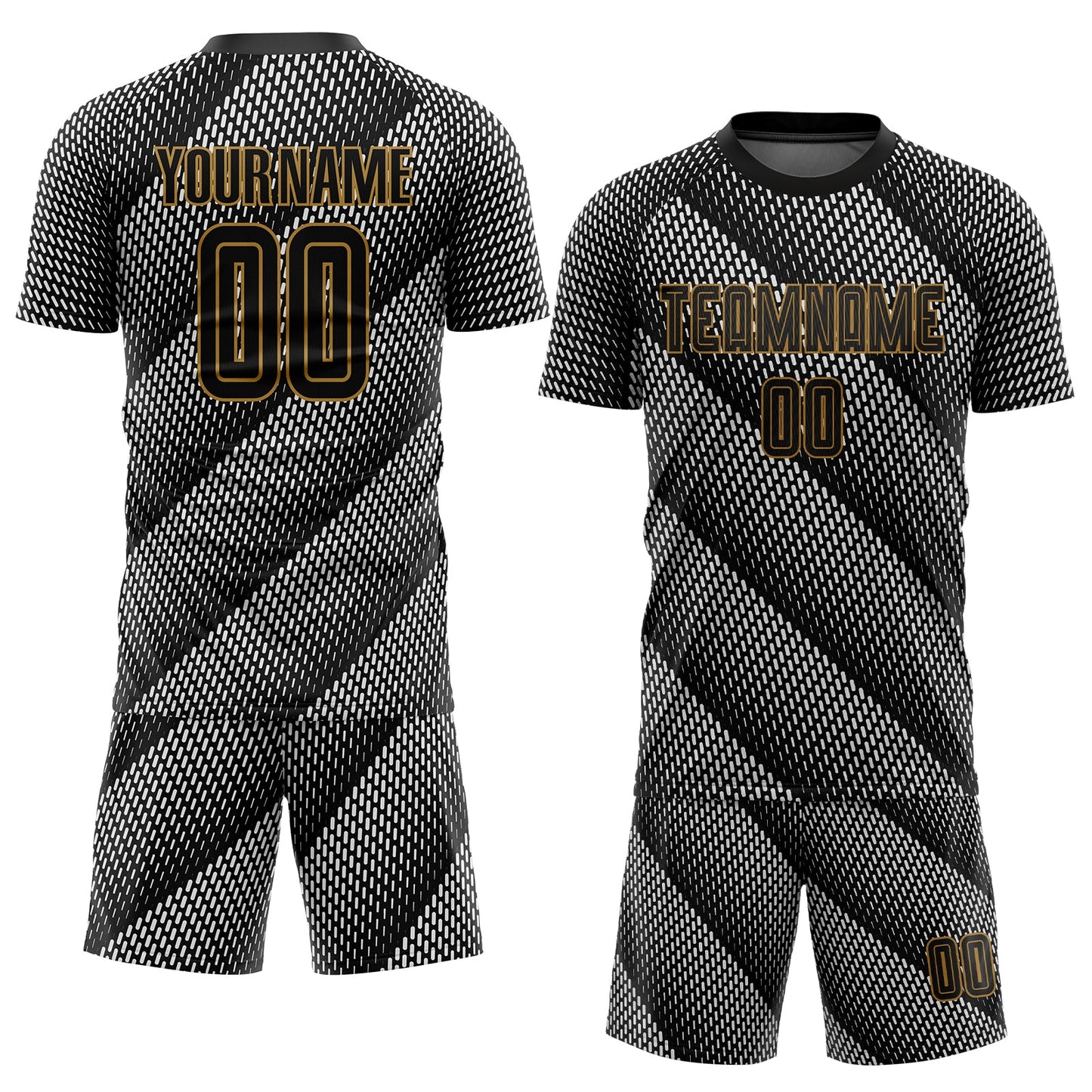 Custom Black Black-Old Gold Sublimation Soccer Uniform Jersey view 2