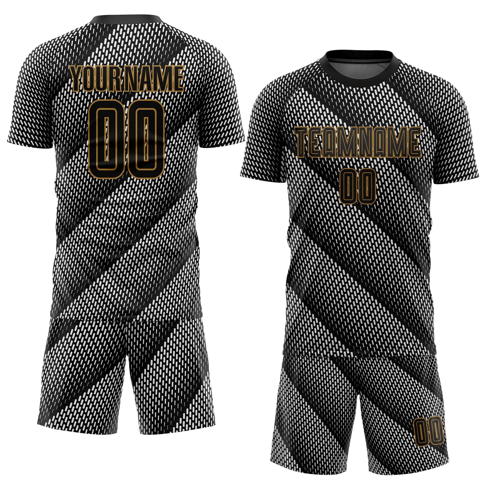 Custom Black Black-Old Gold Sublimation Soccer Uniform Jersey view 2