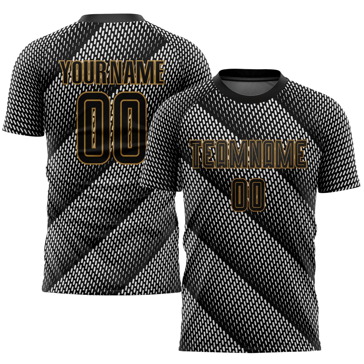 Custom Black Black-Old Gold Sublimation Soccer Uniform Jersey - Main View
