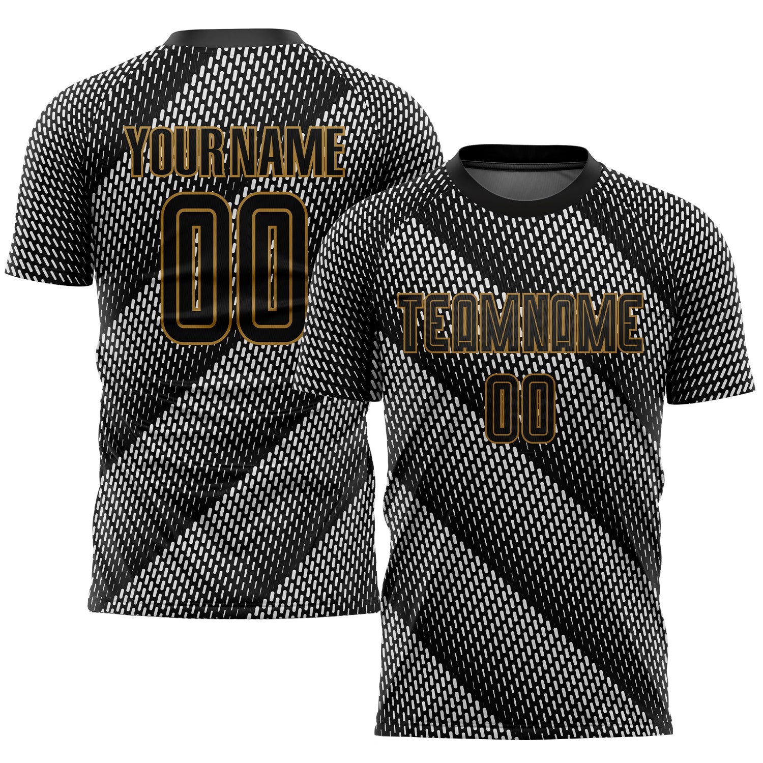 Custom Black Black-Old Gold Sublimation Soccer Uniform Jersey - Main View