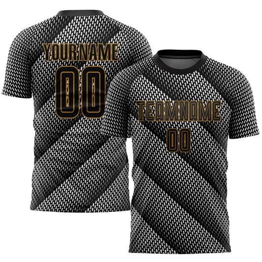 Custom Black Black-Old Gold Sublimation Soccer Uniform Jersey - Main View