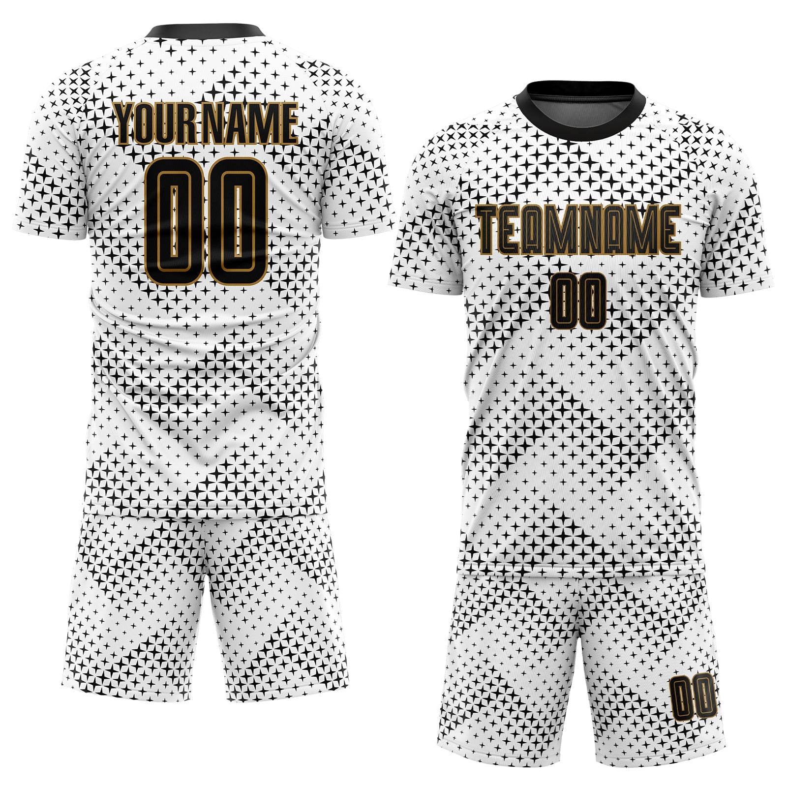 Custom White Black-Old Gold Sublimation Soccer Uniform Jersey view 2