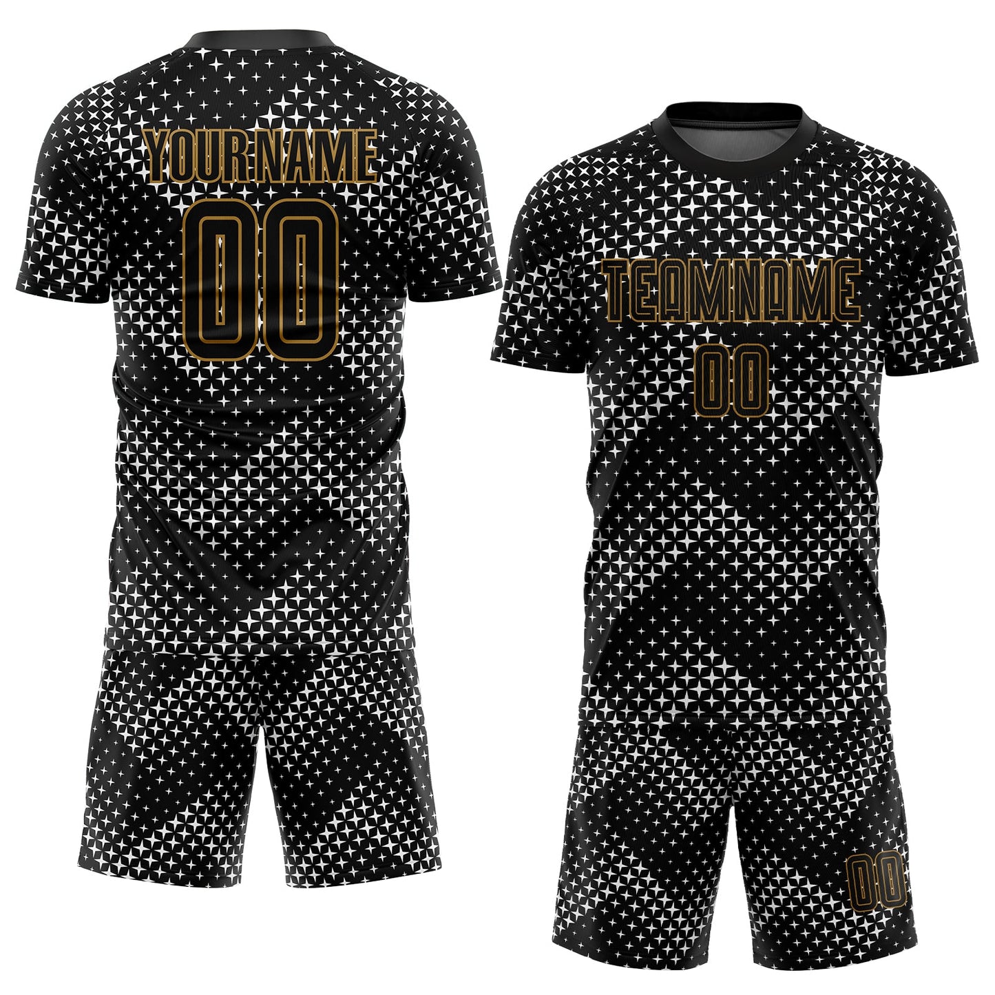 Custom Black Black-Old Gold Sublimation Soccer Uniform Jersey view 2