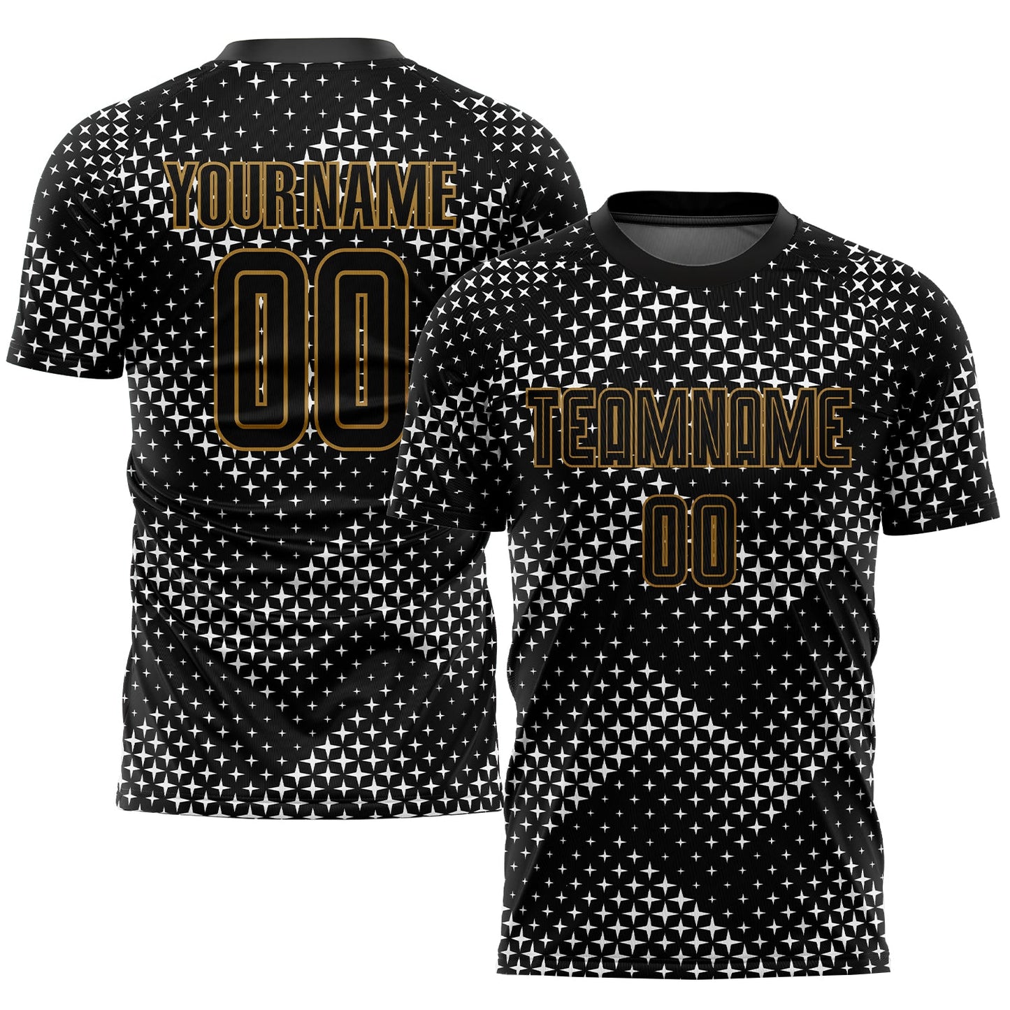 Custom Black Black-Old Gold Sublimation Soccer Uniform Jersey - Main View