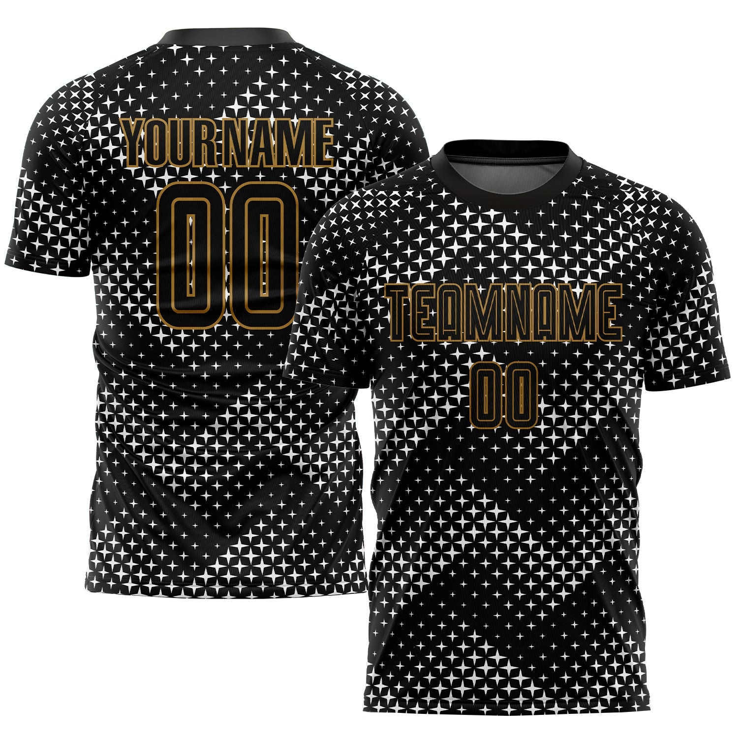 Custom Black Black-Old Gold Sublimation Soccer Uniform Jersey - Main View