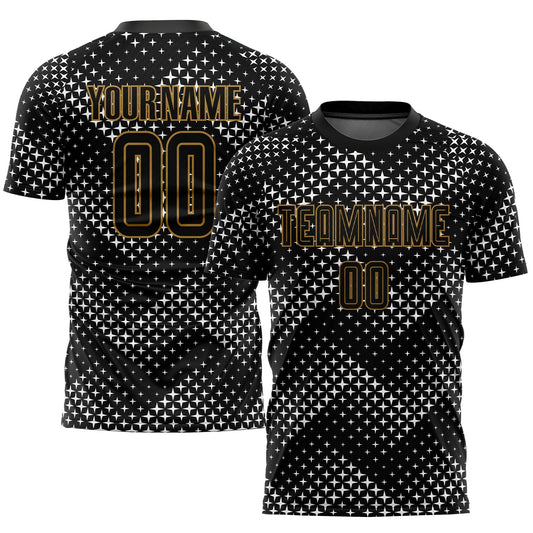 Custom Black Black-Old Gold Sublimation Soccer Uniform Jersey - Main View