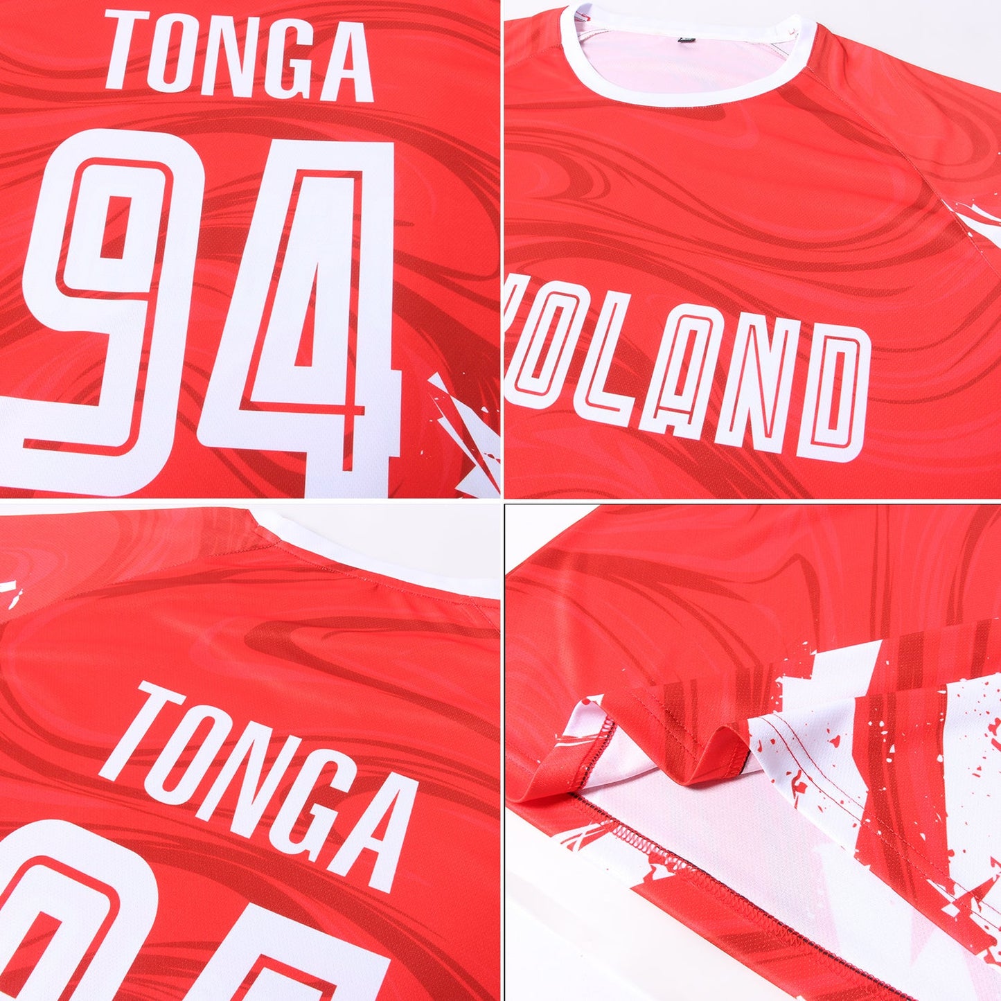 Custom Red White Sublimation Soccer Uniform Jersey view 8