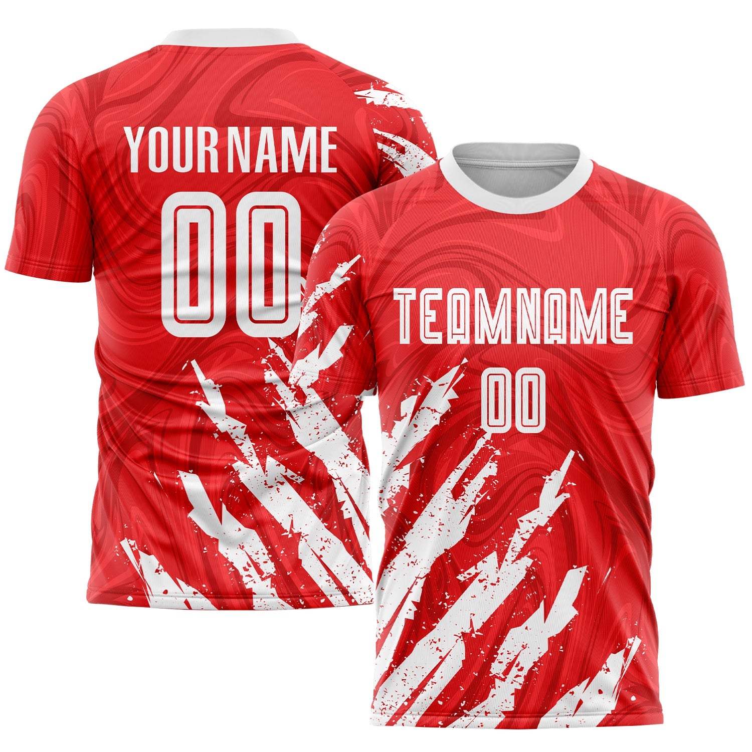 Custom Red White Sublimation Soccer Uniform Jersey - Main View