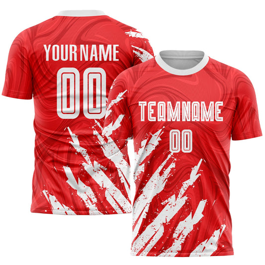 Custom Red White Sublimation Soccer Uniform Jersey - Main View