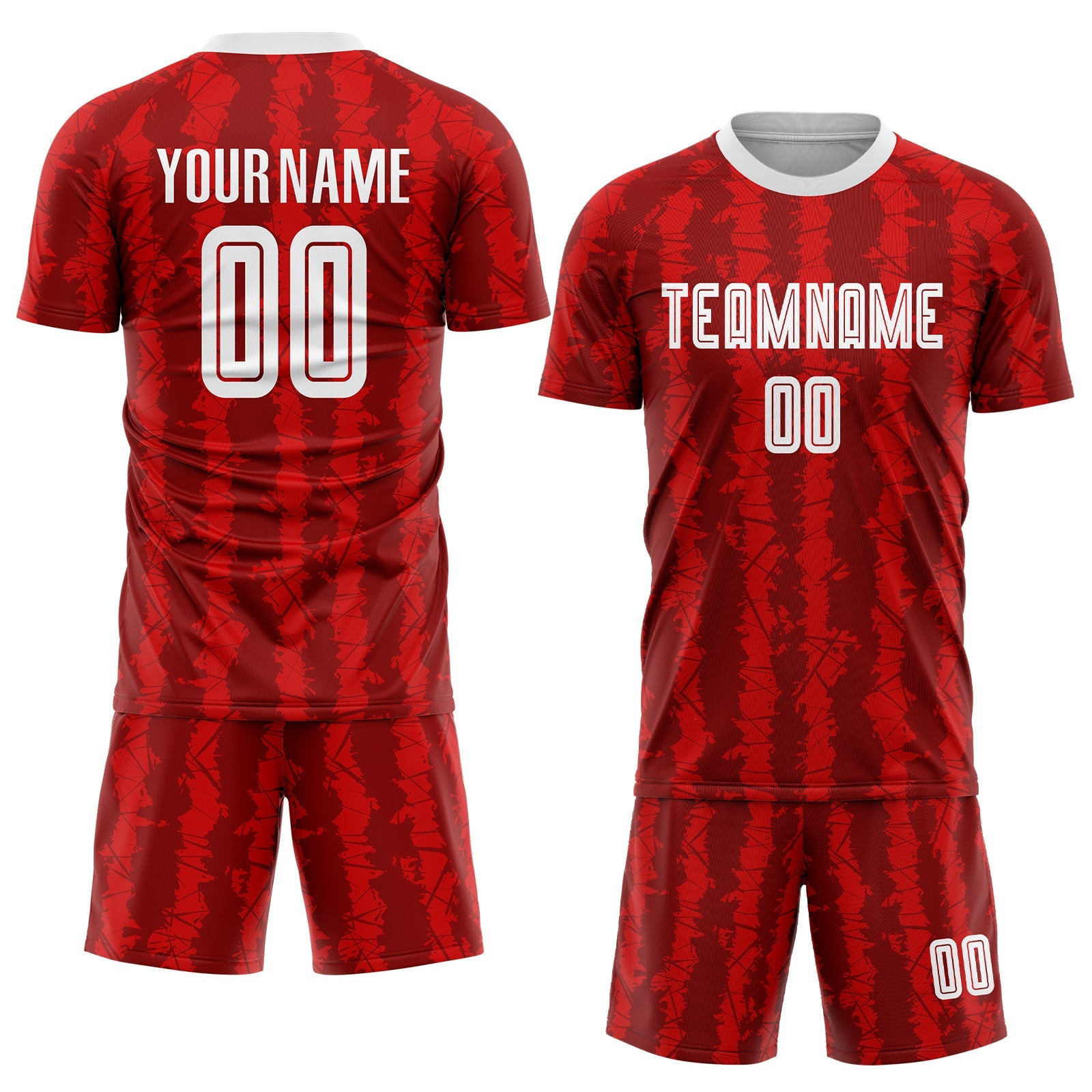 Custom Red White-Black Sublimation Soccer Uniform Jersey view 2
