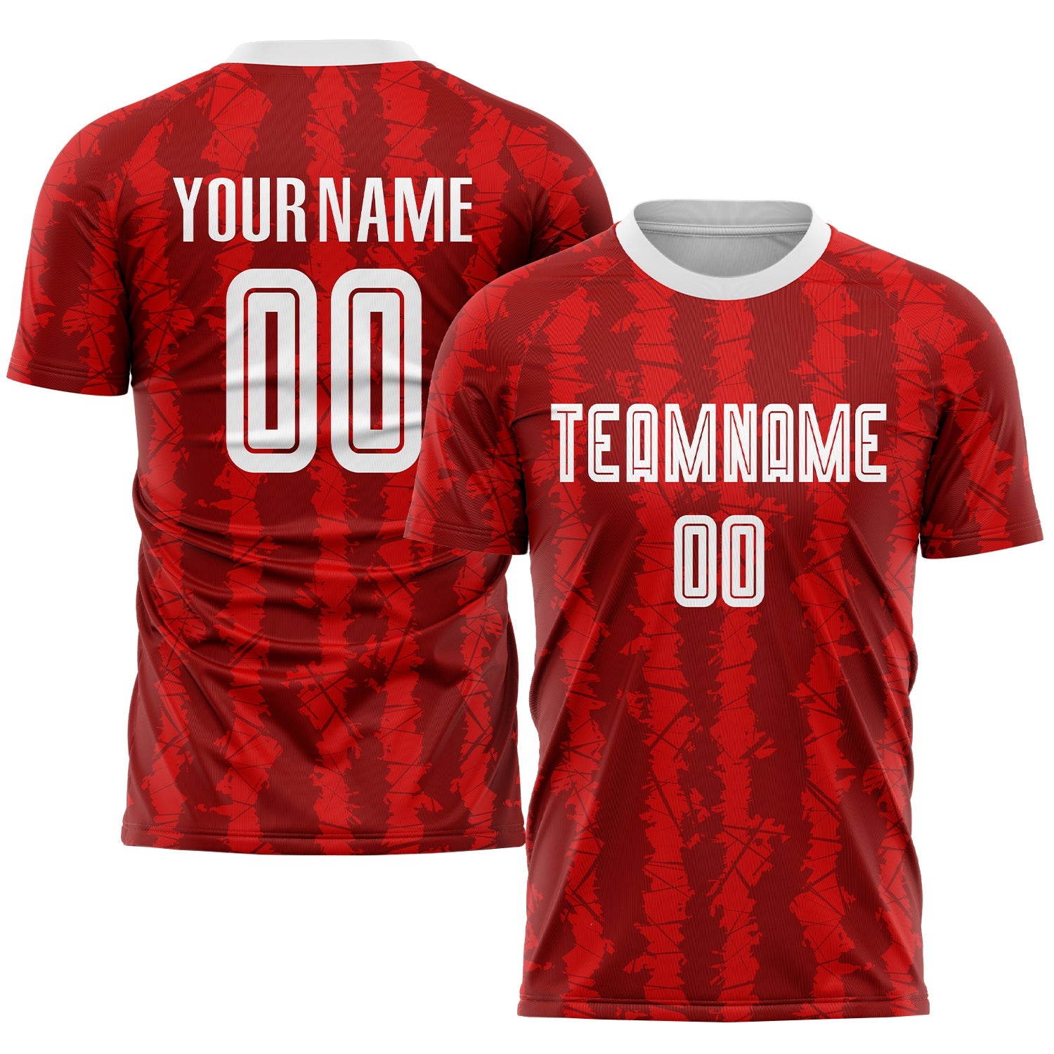 Custom Red White-Black Sublimation Soccer Uniform Jersey - Main View