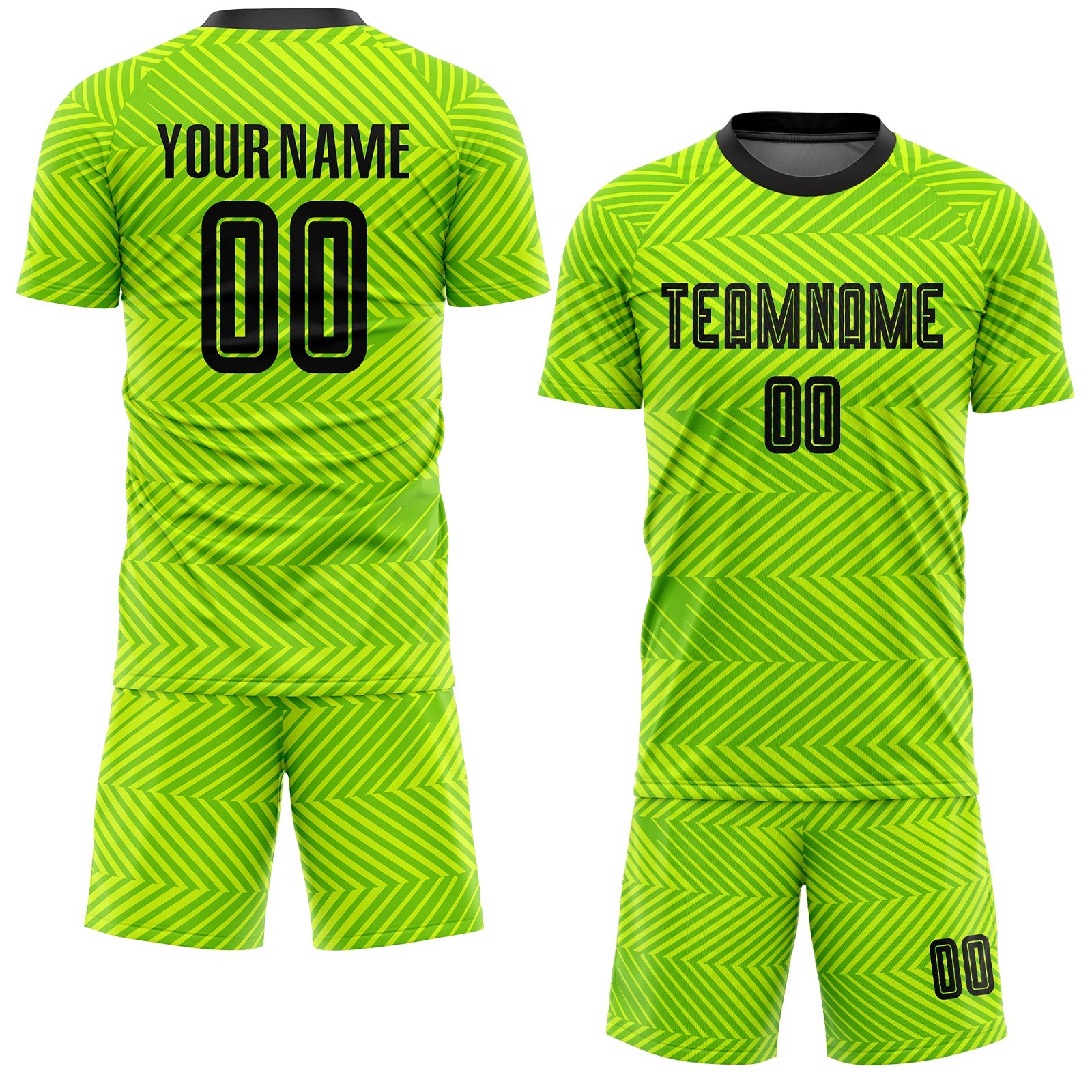 Custom Neon Green Black Sublimation Soccer Uniform Jersey view 2