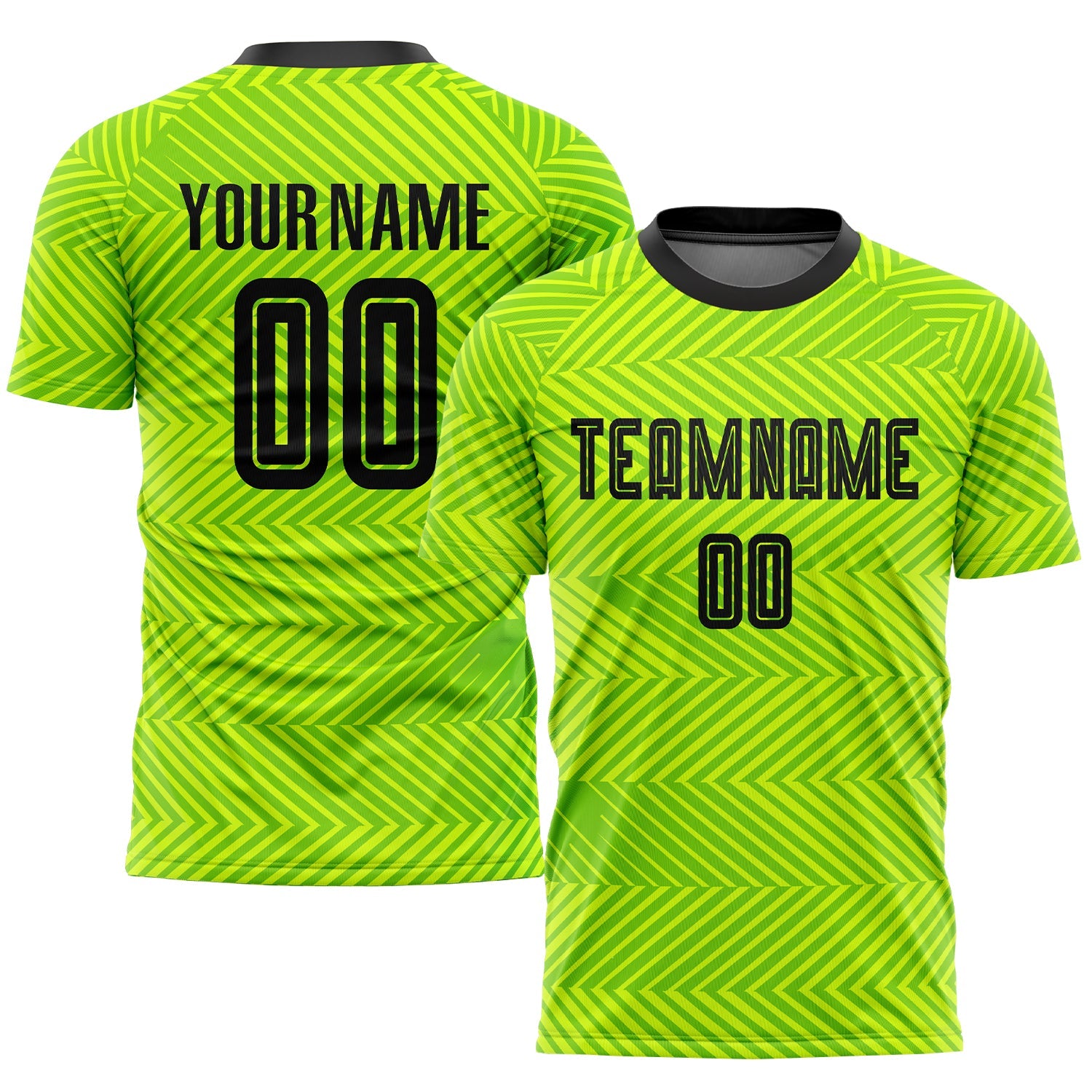 Custom Neon Green Black Sublimation Soccer Uniform Jersey - Main View