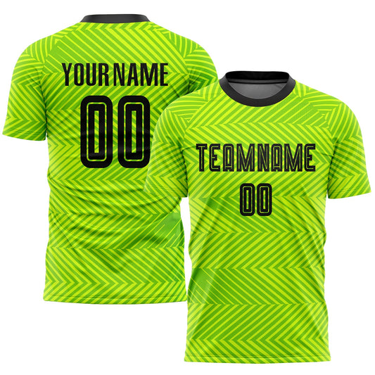 Custom Neon Green Black Sublimation Soccer Uniform Jersey - Main View