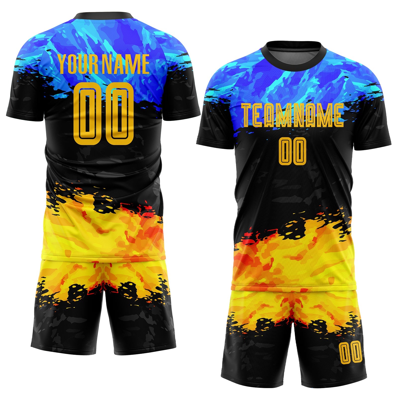 Custom Figure Gold-Royal Sublimation Soccer Uniform Jersey view 2