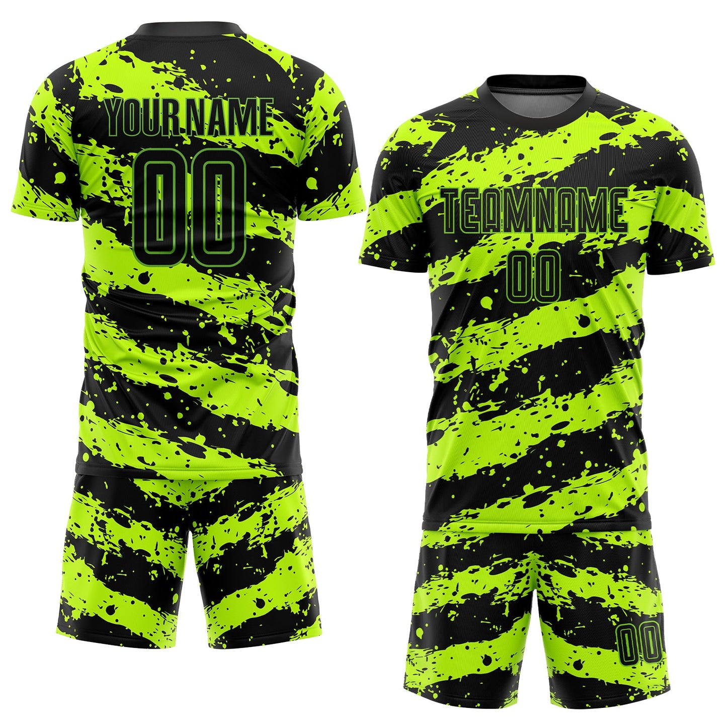 Custom Neon Green Black Sublimation Soccer Uniform Jersey view 2