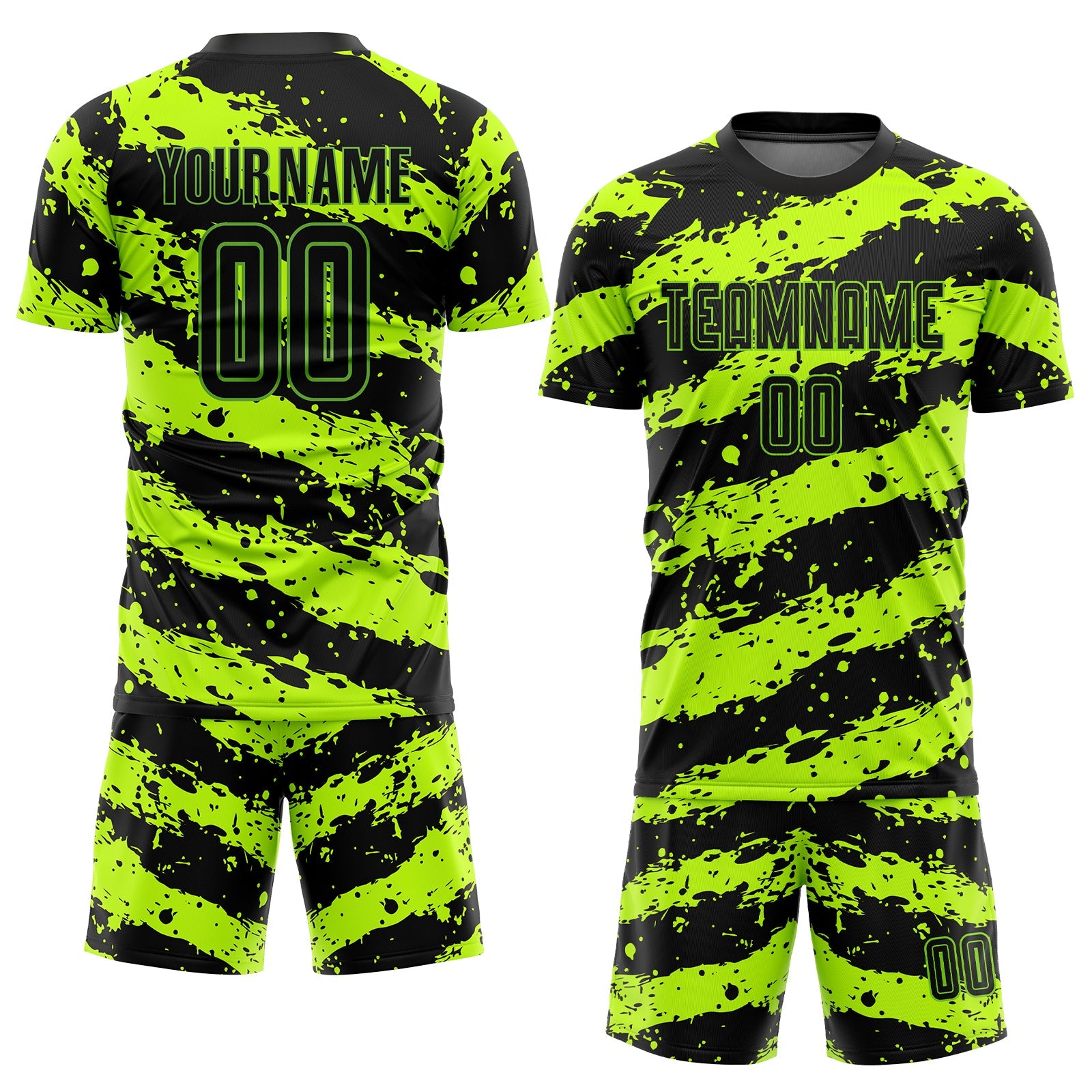 Custom Neon Green Black Sublimation Soccer Uniform Jersey view 2