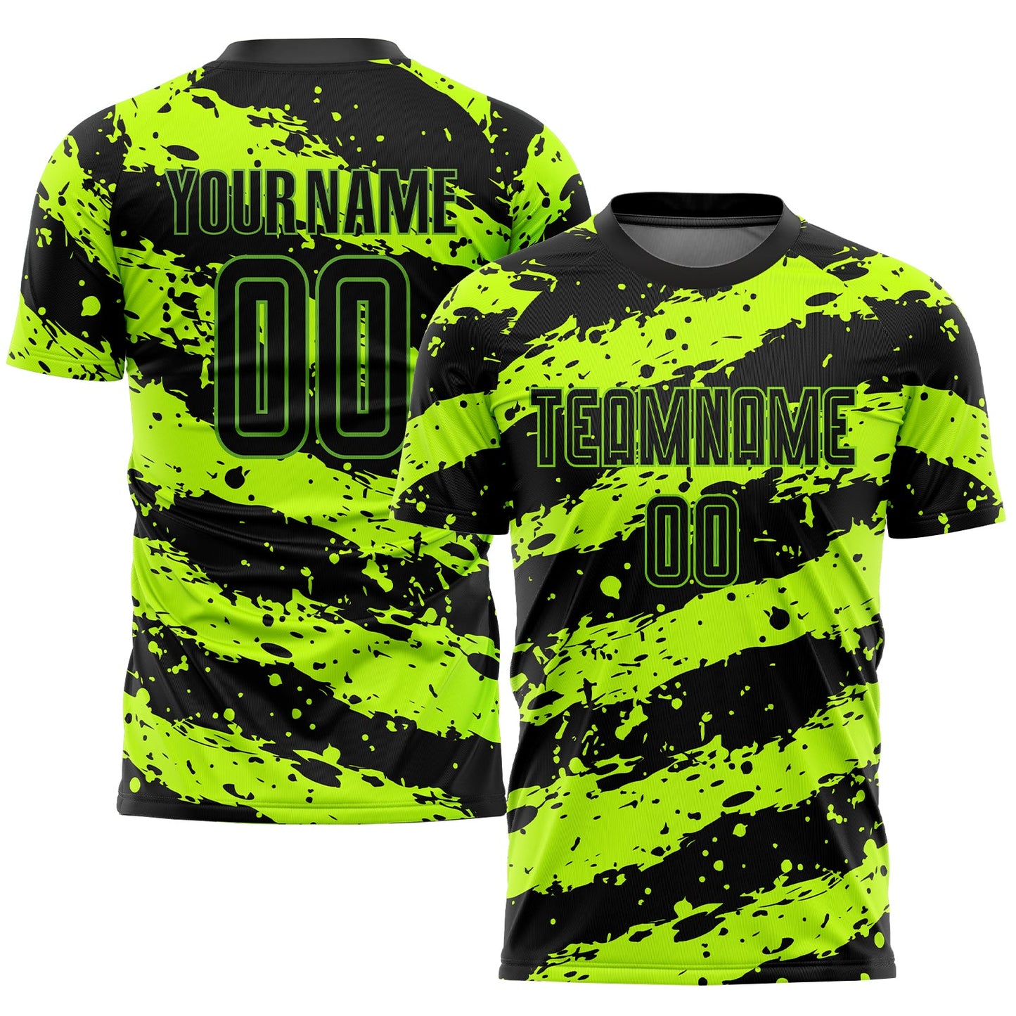 Custom Neon Green Black Sublimation Soccer Uniform Jersey - Main View