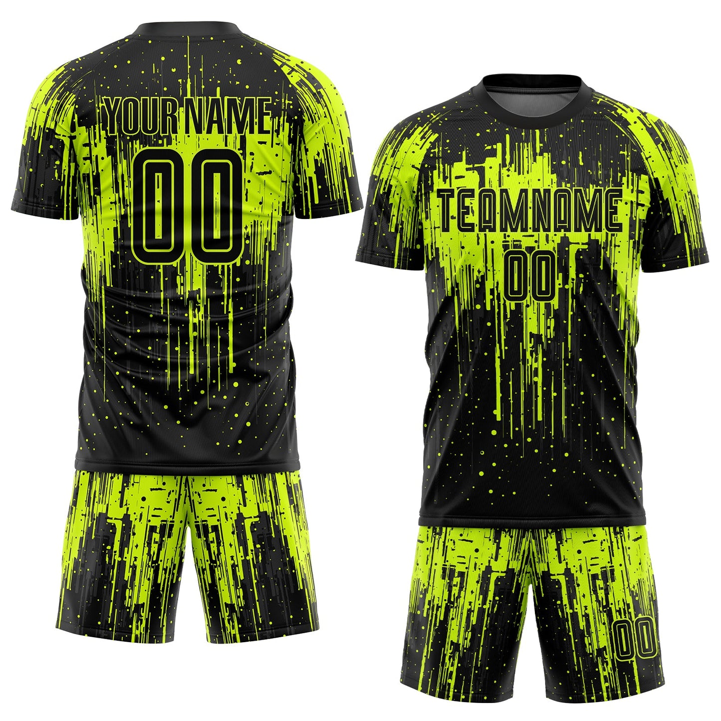 Custom Neon Green Black Sublimation Soccer Uniform Jersey view 2